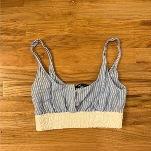 Zara Striped Blue and Cream Crop Top